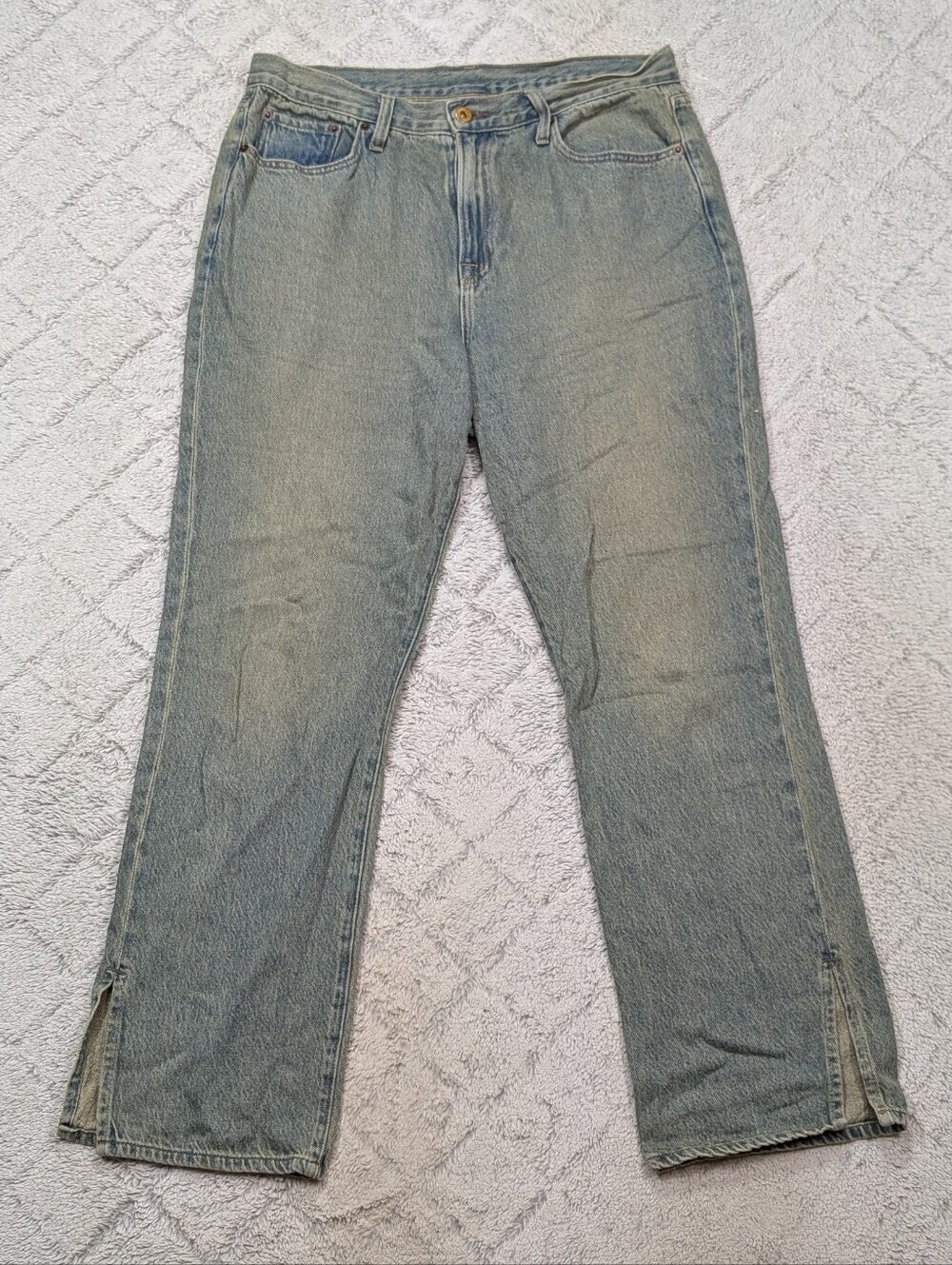 NSF Jeans Womens 31 Blue Dirty Indigo Baggy Straight Boot Cut Cotton High Rise